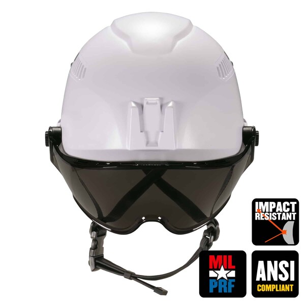 8975V Anti-Fog Smoke Lens White Class C Safety Helmet With Visor